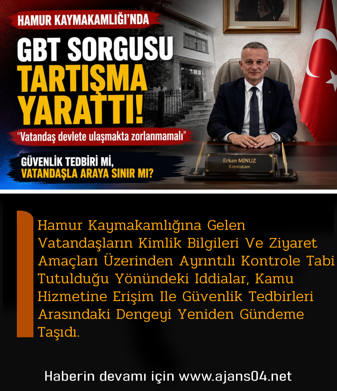 Hamur Kaymakamlığı’ndaki Giriş Uygulaması Tartışma Yarattı
