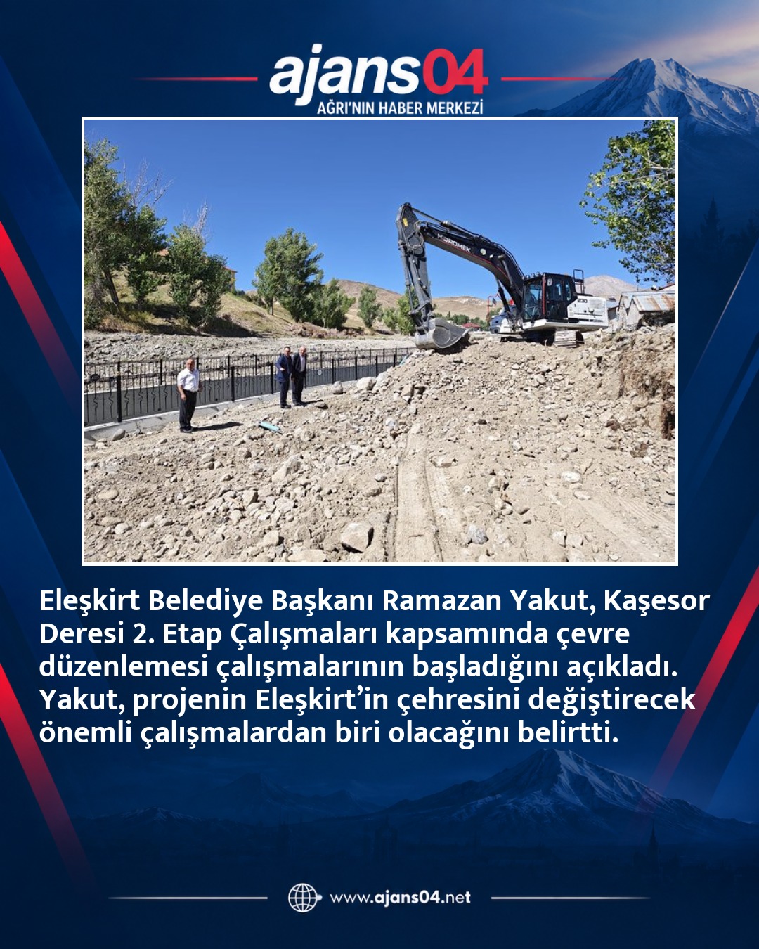 Eleşkirt Belediyesi Kaşesor Deresi’nde 2. Etap Çalışmalarına Başladı