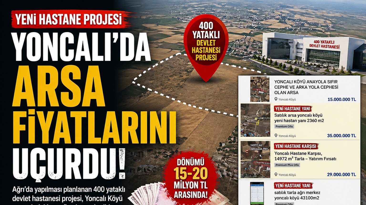 Yeni Hastane Projesi Yoncalı’da Arsa Fiyatlarını Uçurdu