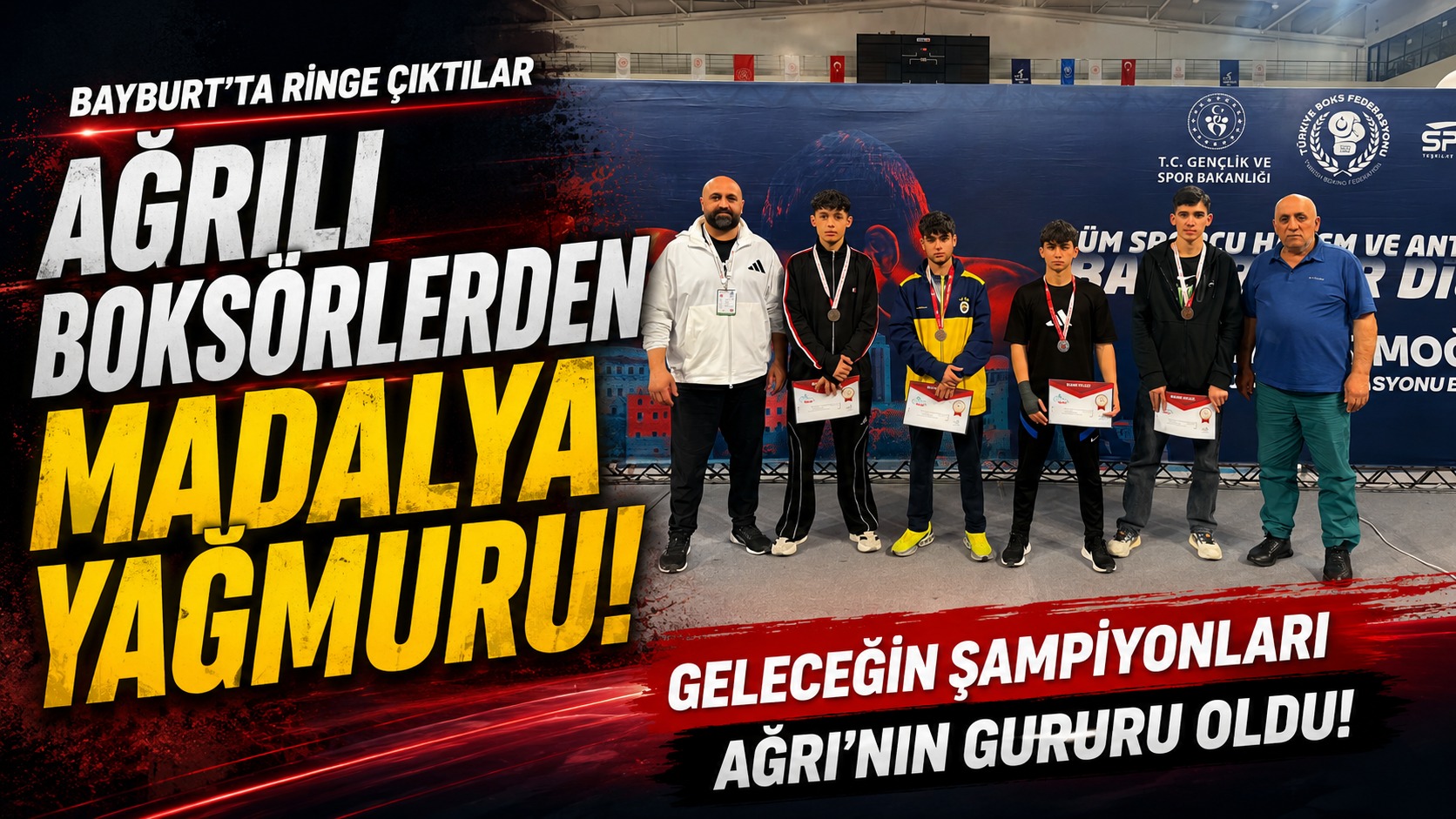 Ağrılı Boksörlerden Bayburt’ta Madalya Yağmuru