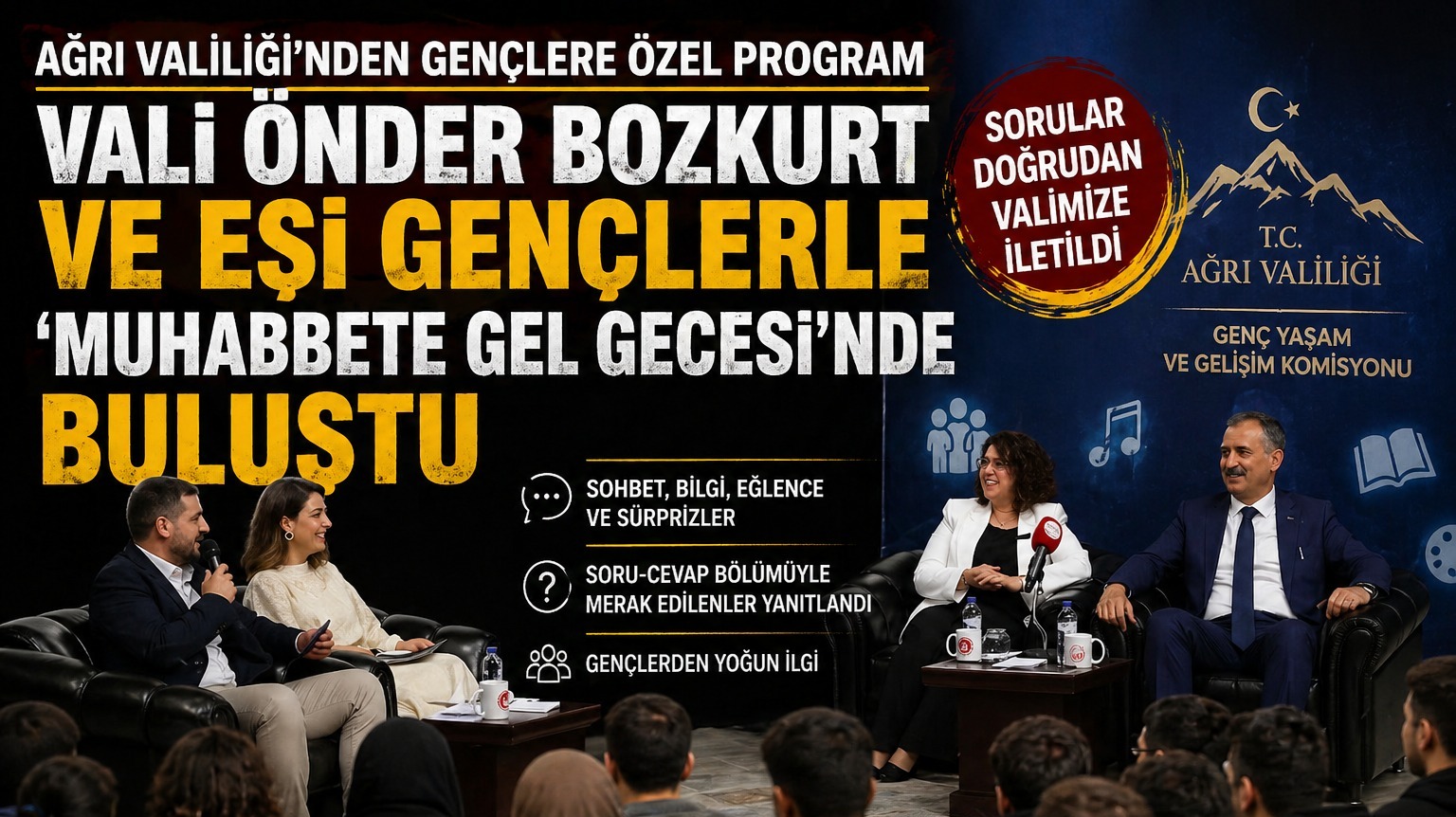 Vali Bozkurt ve Eşi Gençlerle “Muhabbete Gel Gecesi”nde Buluştu