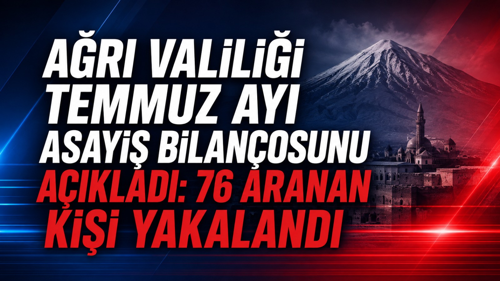 Ağrı Valiliği Temmuz Ayı Asayiş Bilançosunu Açıkladı: 76 Aranan Kişi Yakalandı