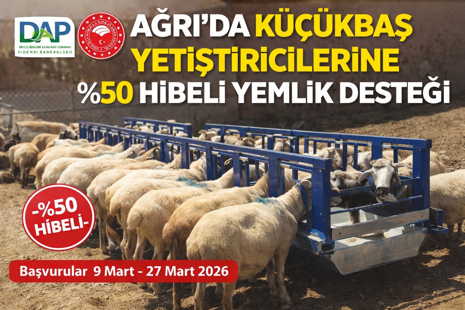 Ağrı’da Küçükbaş Yetiştiricilerine %50 Hibeli Yemlik Desteği