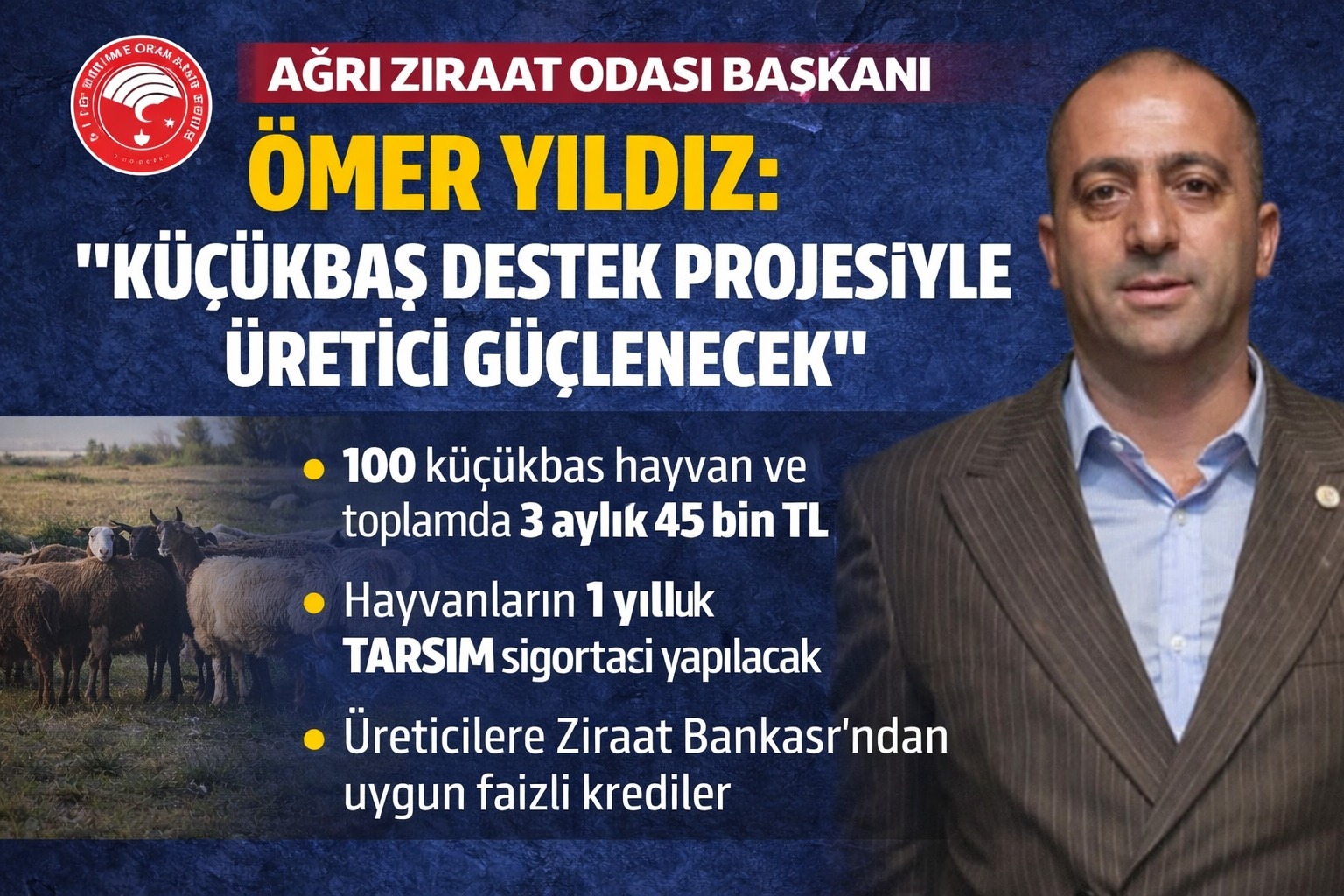 Ağrı Ziraat Odası Başkanı Ömer Yıldız: “Küçükbaş Destek Projesiyle Üretici Güçlenecek”