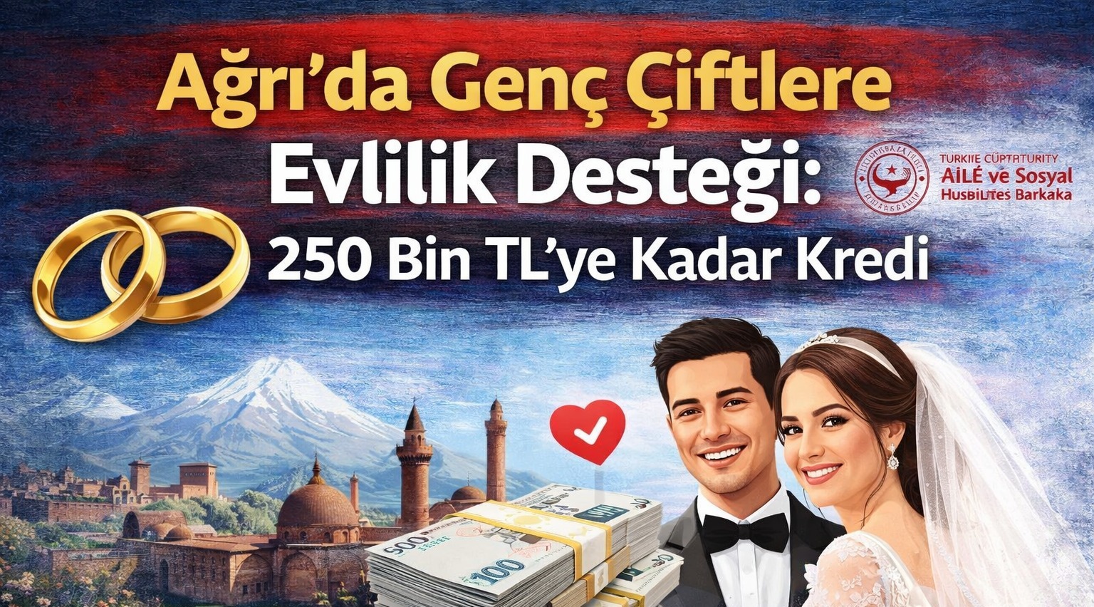 Ağrı’da Genç Çiftlere Evlilik Desteği: 250 Bin TL’ye Kadar Kredi