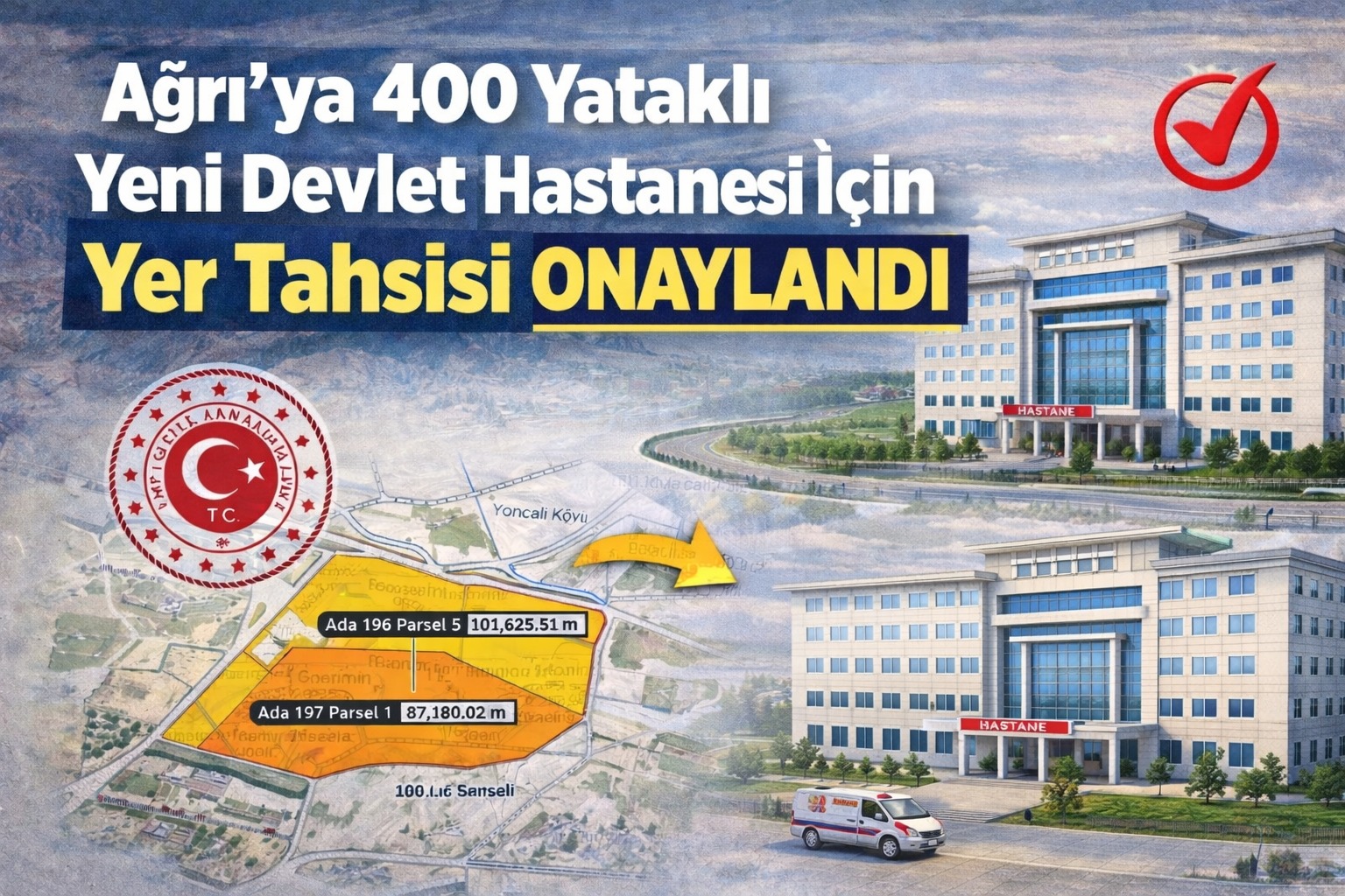 Ağrı’ya 400 Yataklı Yeni Devlet Hastanesi İçin Yer Tahsisi Onaylandı