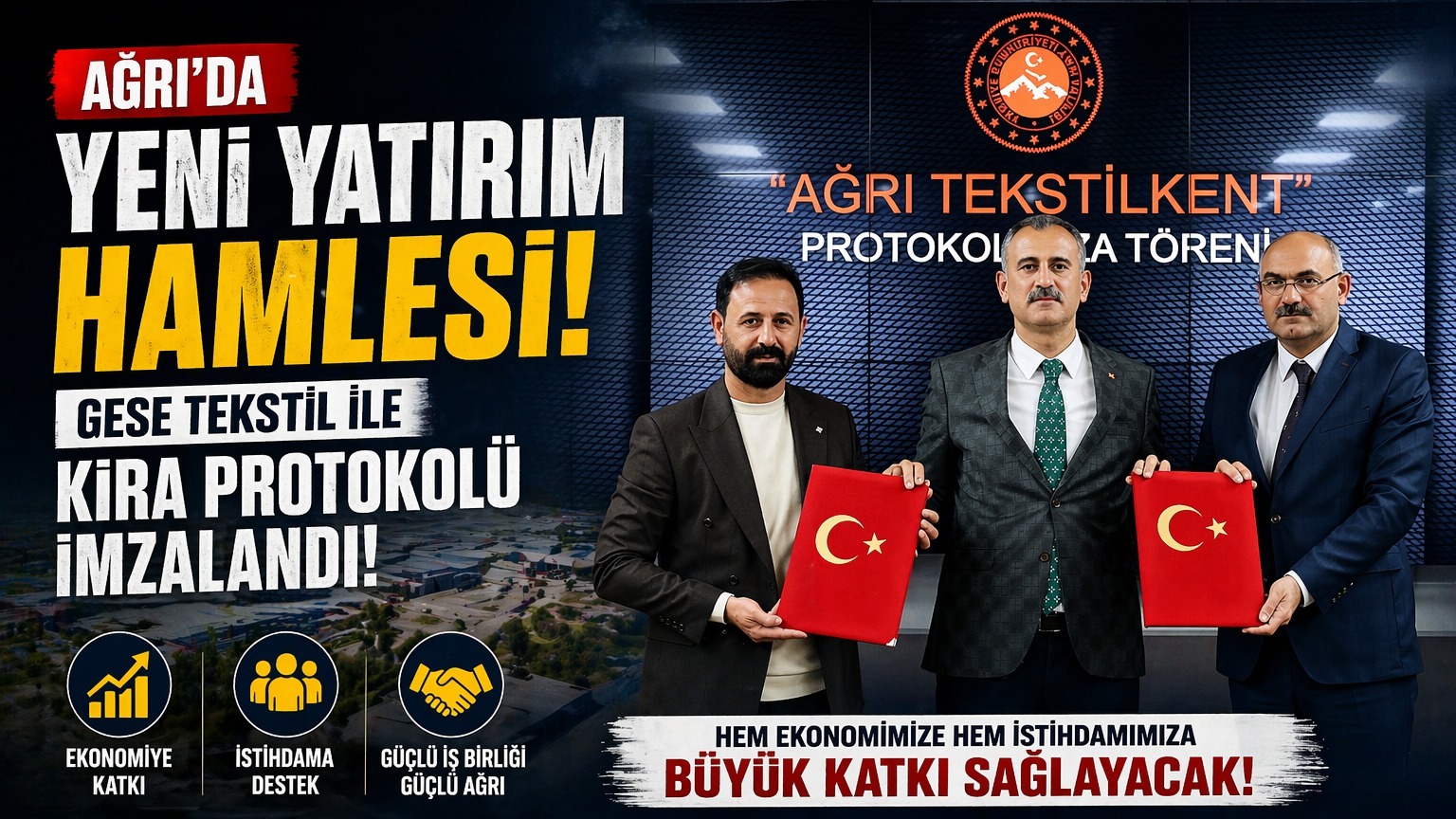 Ağrı’da Yeni Yatırım Hamlesi: GESE Tekstil ile Kira Protokolü İmzalandı